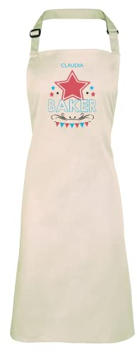 Personalised Great British Baker Apron - Novelty Star Contestant Family Cooking Baking TV Show Chef Cook Bake Cake Paul Kitchen Decor Collection Gift Present (Natural, One Size)