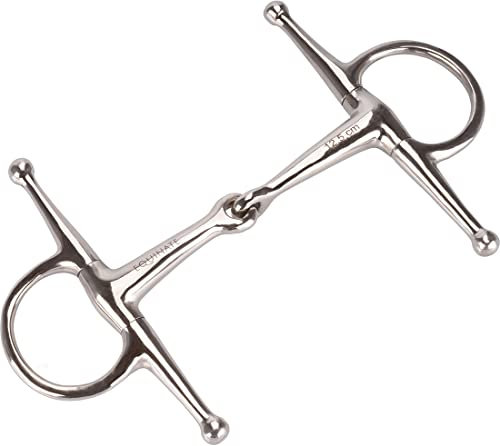 Equinate Schenkeltrense Edelstahl 16mm einfach gebrochen 14,5cm - Anatomisch geformtes maulfreundliches Gebiss mit sanfter Einwirkung - Lasergravierte Größenangabe - Knebeltrense