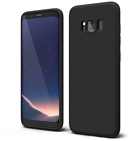 für Samsung Galaxy S8 Silikon Case mit Kameraschutz, Ultra Dünn Bunt Handyhülle Mädchen, Einfarbig Handy Hülle Slim Schutzhülle, Matt TPU Weich Gummi Glatt Silikonhülle Bumper, Schwarz