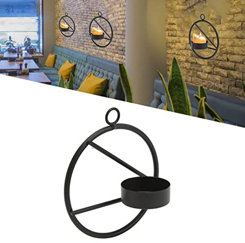 BestAlice Wand-Kerzenhalter, Stumpenkerzen-Wandleuchter, Schwarz, Modern, Minimalistisch, Metall, Rund, Wand-Kerzenhalter, Wanddekoration, Geschenk
