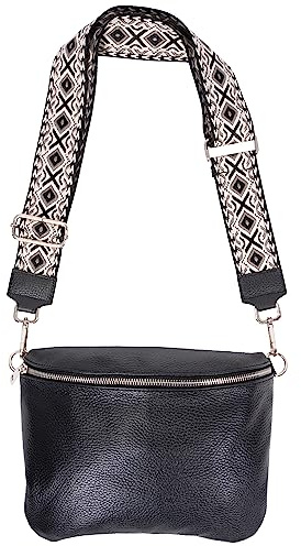 Lolus Große Umhängetasche Crossbody Bag Gürteltasche Schultertasche in Gr. L aus 100% Leder mit breitem Gurt - Rona
