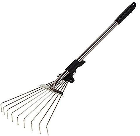 Rastrillo de Hojas de Jardín de 21 Pulgadas, Herramienta de Hierba de Azada de Rastrillo de Metal Telescópico de Aleación para Recoger Hojas, Césped, Arbustos de Camping, (Colores Variados)