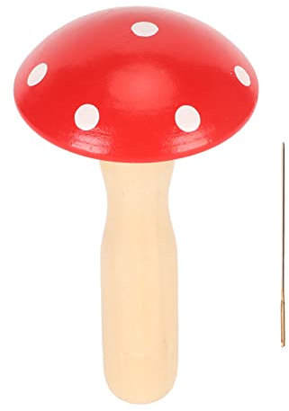 Tissting Holz Stopfpilz mit Nadel, 10 x 5,5 cm Abnehmbarer Gebogener Griff Glättender Holzpilz Darner Stopf Pilz Nadelfaden für Socken, Kleidung, DIY Handnähen