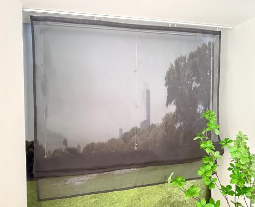 Devola Raffrollo Transparent mit Klettband Raffgardinen Modern Wohnzimmer Gardinen Einfarbig Bändchenrollo Landhaus Voile Vorhang Kurz HxB 140x100cm Dunkelgrau 1 Stück