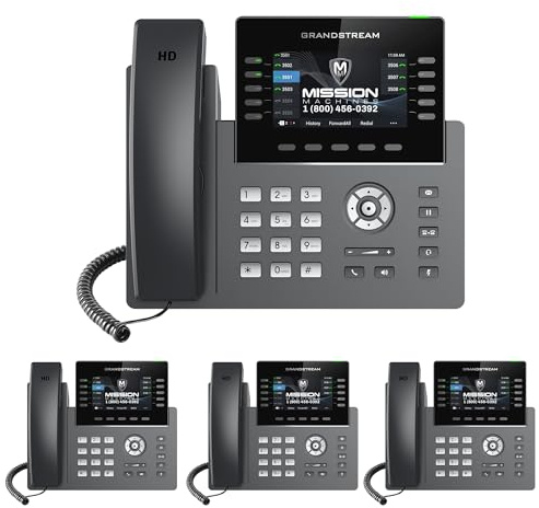 Business-Telefonsystem Mission Machines G400C: inklusive Grandstream GRP2615-Telefone + Cloud-Server Mission Machines + kostenloser 3-Monats-Cloud-Telefondienst Mission Machines (4 Telefonpaket)