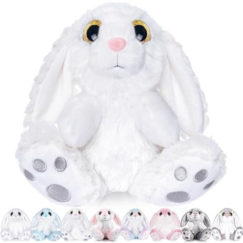 My OLi Kuscheltier Hase 20cm Plüsch Hase Stofftier Kuscheltiere Schlappohren Sitzend Kuschelhase Plüschtiere Für Mädchen Kinder Jungen-Weiße Farbe
