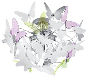 lightling Beverly Deckenleuchte, Schmetterlinge, Ø 45 cm, Höhe: 28,5 cm, chrom, Chrom Metall, ohne Leuchtmittel, G9, max: 28W