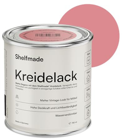 shelfmade Holzfarbe innen - Himbeerrot - Holzlack, Holzfarbe rosa DIY - Kreidefarbe für Holz, shabby chic - Farbe für Möbel, Chalk Paint - Kreidefarbe für Möbel matter Look