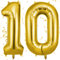 OFFCUP Zahlen Luftballon Gold, Jumbo Folienballon Zahl 10, 40 Zoll Helium Ballons Geburtstag zahlen Luftballon Geburtstagsdeko Jubiläumsparty Dekoration
