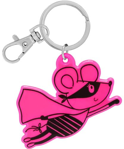 GRUSS & CO Reflektor neon Motiv Maus | Anhänger mit Schlüsselring, Karabiner | Kindergeburtstag, Schulstart | 70151