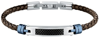 Morellato Bracciale da uomo, Collezione Moody, in pelle, IP nero, acciaio, fibra di carbonio - SQH22