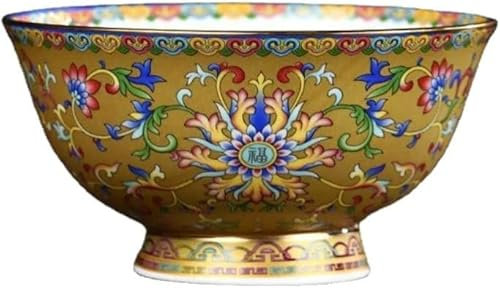 Le bol de soupe, Bol de riz en porcelaine de style palais ancien chinois, bol en céramique, bol à soupe15,5 cm 6,1 pouces bol de riz en céramique couleur émail grand bol style chinois bordure dorée bo