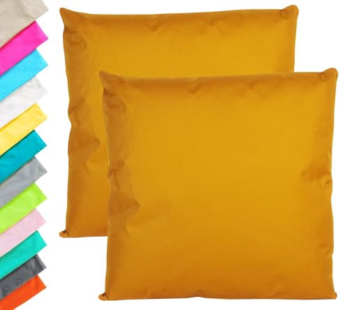 JACK 2er Set Outdoor Kissenhülle Kissenbezug 45x45cm Wasserfest Sitzkissen Lounge Kissen Garten Stuhl Lotus Effekt, Farbe:Gold