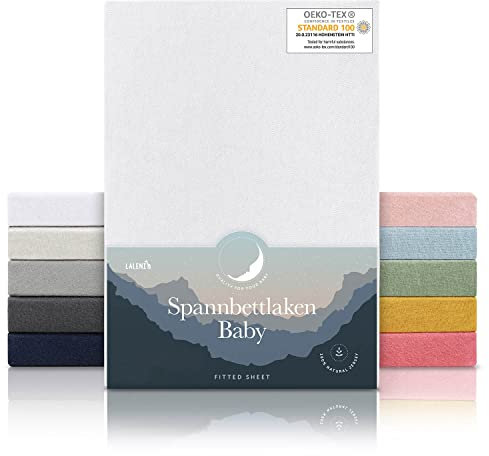 Laleni Jersey Spannbettlaken 38x77 cm Babywiege oval - Oeko-TEX zertifiziertes Spannbettlaken Kinderbett - Stubenwagen Bezug aus 100% Baumwolle - Bettwäsche Babywiege - Baby Bettwäsche in Weiß