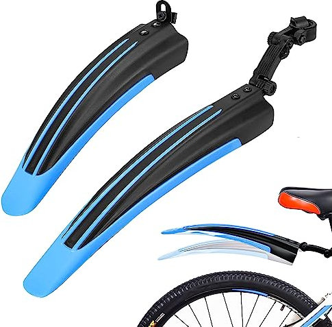 Kugooyi Fahrrad Schutzblech Set, Mountainbike Zubehör Spritzschutz Tragbar Verstellbar Verdicken Vorne Hinten Kotflügel Zum für MTB Rennrad Citybike 20-26 Zoll Räder (Blau)