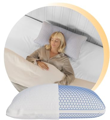 Emma Elite Mikrofaserkissen, Mikrofaserkissen, Gelwabenschicht, AirGrid-Technologie, zwei Schichten aus Mikrofaser, verstellbar, 70 x 40 cm