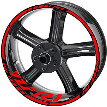 HRQCTIM Für Y&amaha Für YZF-R1 R1 Motorrad-Radaufkleber Felgenaufkleber-Set, wasserdichte Aufkleber Motorrad Felgenaufkleber(Rot)