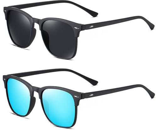 NIBOSI Sonnenbrille Polarisiert Herren Eckig Pilotenbrille Retro Blaue Schwarz Orange UV400 Schutz Sunglasses Men Polarized fur Angeln Lauf Sport Rad Wander Motorrad