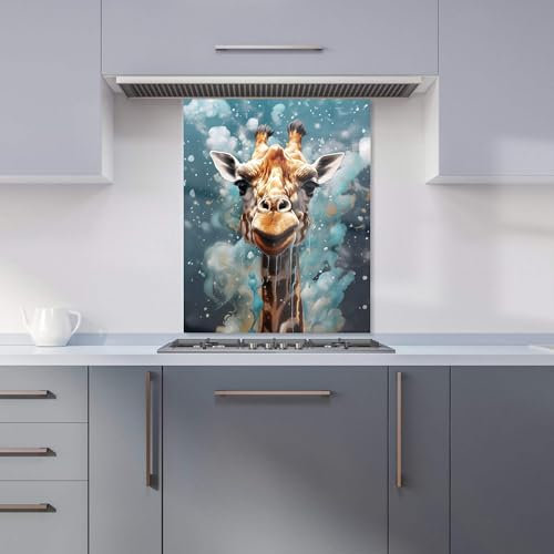 Warren Reed - Designer Premium Splashart Giraffe Face Kitchen Splashback 6mm Toughened Glass Kitchen Splashback – Heat Resistant Splashback for Kitchens, Perfect for Cookers and Hobs, Polished Edges