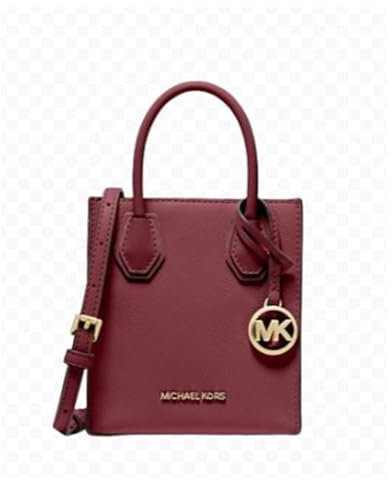 Michael Kors Mercer Umhängetasche aus genarbtem Leder, extra klein, Ochsenblut (Oxblood)