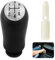 Marce 5 Pomelli Leva del Cambio, Leva del Cambio in pelle Pomello Cambio per Renault Clio III, Clio 4, Megane 2 Laguna - Nero con Adattatore, Design Ergonomico per un Cambio di Marce Veloce e Fluido