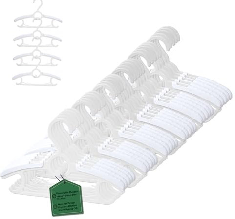 MangoKit 30 Pack Baby Kleiderbügel, 28-36,8cm Kunststoff Ausziehbare Stapelbare Kinderkleiderbügel mit Hosenständer, Antirutsch und Platzsparende Mitwachsende Hangers für Baby Kinder Teenager (Weiß)