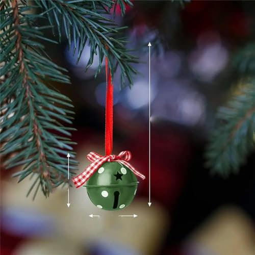 1 Stück 1,5 Zoll Weihnachtsglocken-Ornament, Schlittenglocken, Polarexpress-Glocke, Bedruckt, Believe Joy Bell, Basteln, Weihnachtsbaum-Dekoration, grün, 5 x 5 cm