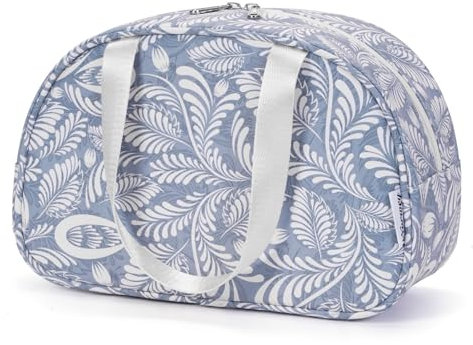 Kulturtasche Damen Gross, Kulturbeutel Groß Damen Kosmetiktasche Volle Größe Waschtasche Make up Tasche Organizer für Kinder and Frauen (Blaues Blatt)