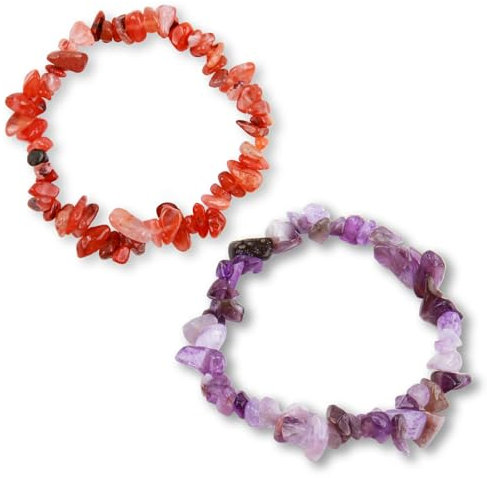 Nodcows Edelstein Armband, Karneol/Amethyst Heilstein, Schutzstein Talisman Glücksbringer Geschenk für Paar oder Freundschaft
