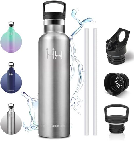 Vikaster Borracce sportive, Borraccia 1000ml, Borraccia acciaio inox, Borracce Senza Perdite, Borraccia con Cannuccia, Borraccia Termiche Scuola, Sportiva, Adulto, Outdoor