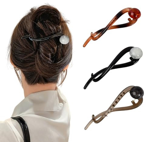 3 Piezas Horquillas Francesas con Perlas, Horquillas para el Pelo con Perlas Francesas, Pinzas para el Pelo de Banana, Elegante Horquilla Francesa, Pinzas de Plátano para el Pelo para Mujer