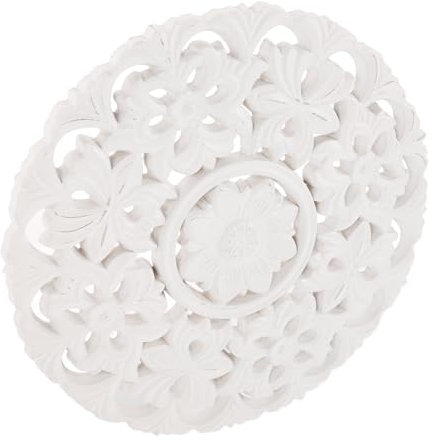 Cabilock Holz Wandkunst Runde Wanddeko Blumenmuster Wandornament Einfache Struktur Für Wohnzimmer Schlafzimmer Balkon Fenster Tür