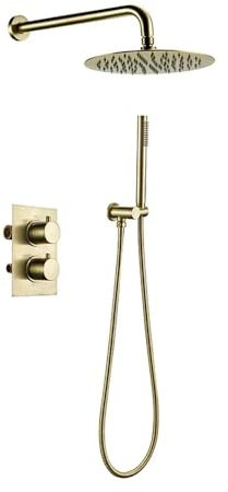 Luxus-Thermostat-Duscharmatur-Set mit Regen-Handsystem, Wandmontage, Mischbatterie für Badezimmer, Umsteller, 25,4 cm