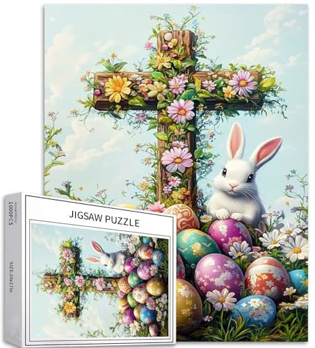 Sumllee Osterhase 1000 Teile Puzzle für Erwachsene, Karton, Osterstil, 19,7 x 27,5 Zoll, 1000 Count, ab 14 Jahren