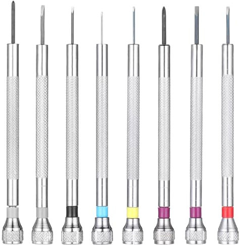 8 Stück Uhrmacher Schraubendreher Set, Uhrmacher Schraubendreher Clutch, 0.6mm-1.6mm Uhrmacher Schraubenzieher Präzisions Uhrmacherwerkzeug profi, für uhren Schraubenzieher, Brillenschraubenzieherset