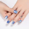 Mrltau 24 PCS Blue Cat Eye Press on Nails, Short Square Press on Nail, Ice Blue Stick-on-Nails