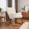 DARDVORLAG Schaukelstuhl – Moderner Relaxsessel aus Holz mit Lammfolle Stoff Ergonomischer Wippsessel für Wohnzimmer & Leseecke, Komfortabel & Pflegeleicht, 150 kg belastbar（Beige, 93cmX84cmX55.5cm