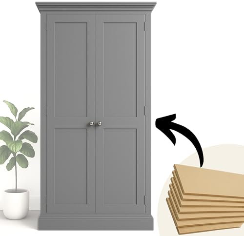 15 MDF Slats Wardrobe & Kitchen Shaker Wall Panelling Kit (10x 100cm + 5x 50cm) Paintable Wood Panels – Moisture-Resistant HDF – DIY Furniture & Cabinet Makeover Strips 3D Wall Panels