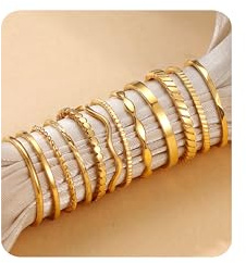 JeweBella 12 Stück Ringe Gold Silber Wasserfest Ring Damen Edelstahl 49-65 | 18K Vergoldete 1-2MM Minimalistisch Dünn Ringe Set Frauen,Daumenring,Fingerring,Pinky Ring,Stapelringe Damen