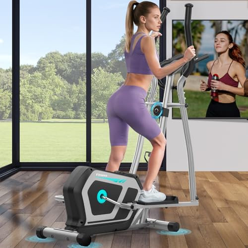 Crosstrainer für Zuhause mit APP, 3-in-1-Crosstrainer mit 16 stufiger Widerstand,LCD Monitor, Wasserflaschen-und Gerätehalter, 6KG Schwungrad,Belastbar Bis 287LBS,Aerobic-Ellipsentrainer