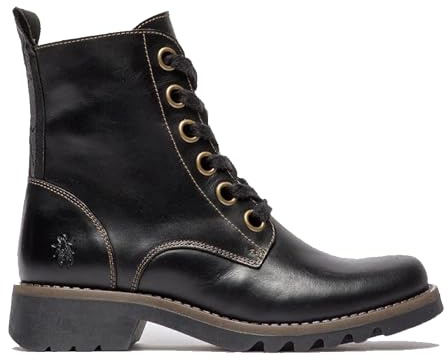 Infinity Leather Botines FLY Negros RAGI539 de Piel con Cordones Para Mujer