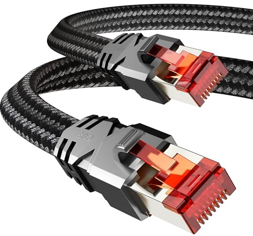 Tesmax CAT 8 Lan Kabel 0.5m,40Gbps Hochgeschwindigkeits mit RJ45 Stecker | Blitzschnelles 40Gbps 2000MHz,Flüssig und ohne Ruckeln,Flaches Design, Extrem Robust für PS5/4 Router Switch Steam Deck