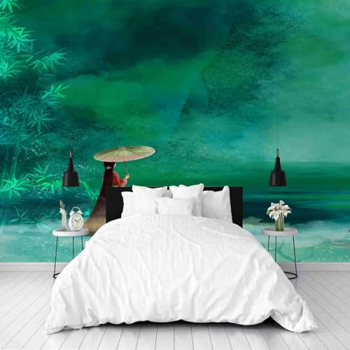 Malerei Figur Wallpaper Küche Orientalische Bambus Vliestapete 3D Effekt Wasserdicht Atmungsaktiv Wanddeko Märchen See Fototapete Schlafzimmer Tapeten Wohnzimmer 500x280 cm