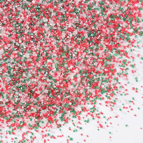 Sujoygar Red Green and White Cake Sprinkles, 130g Edible Christmas Sugar Sprinkles for Cake Decorating Cupcake Topper Cocktail Rimming Sugar On Christmas Themed Party Cakes And Bakes