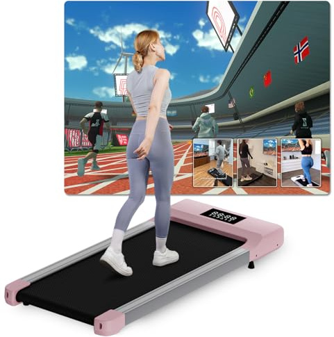 DeerRun Raceable Laufband für Zuhause Geeignet für Hightech-Wearables, Walking Pad MAX 159KG/136KG, APP-Steuerung Laufband Schreibtisch mit KI-Begleitung, Multiplayer-Rennfunktion Laufbänder