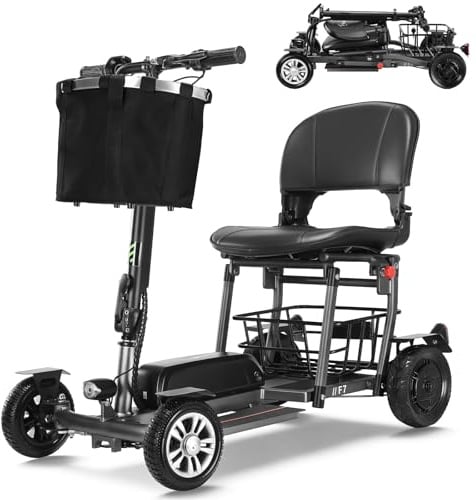 Freejoyer Elektromobil 15 km/h 4-Rad Klappbar seniorenmobil | 120kg Traglast, Doppelten Korb, 25 km Reichweite, 36V/8Ah Lithium-Akku, ideal für Ausflüge