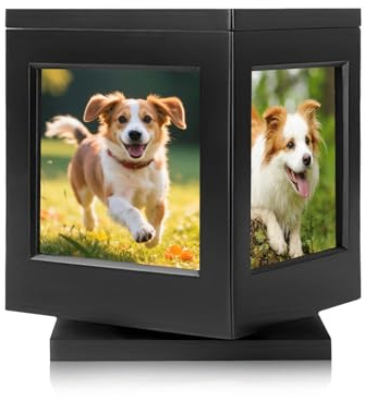 Ysislybin Haustierurne, Tierurnen für Hunde Urne Katze Groß Haustier-Aschebox Schwarz Pet Holz Memorial Urn für Asche mit Bilderrahmen Gedenkbox Gedenkgeschenk für Verlorene