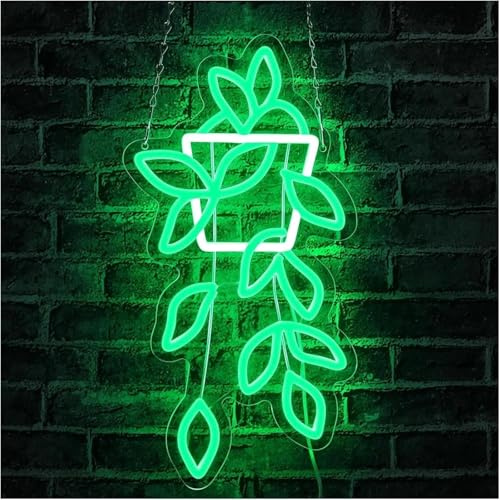 neon light sign Flower Pot Wall Illuminated Sign Dimmable Decorative Light Fixture for Home Bedroom