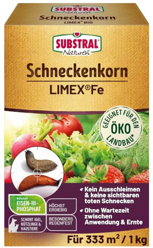 Substral Naturen Schneckenkorn Limex Fe 1kg für Gemüse, Obst & Zierpflanzen | Gegen Schadschnecken | Langanhaltendes Streugranulat | Keine Schleimspuren sichtbar