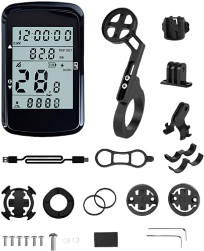 Deskium GPS Fahrradtacho Wasserdicht Kilometerzähler mit Echtzeitanzeige Kabellos Typ-C Aufladen Inklusive Mountain Bracket Einfache Datensynchronisation